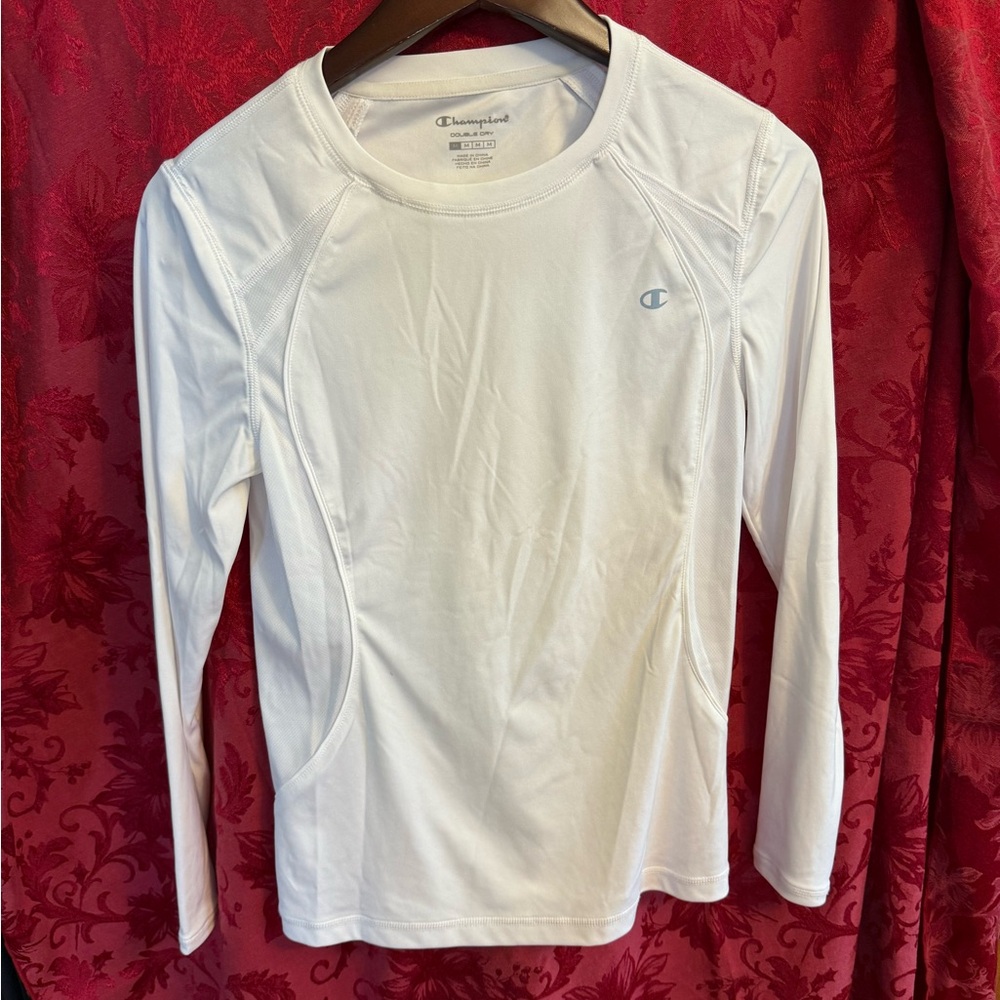 Champion Classic White Dri Fit Long Sleeve Tee
